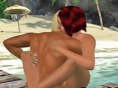 Two Attractive Animated Women Having Intense Sexual Intercourse